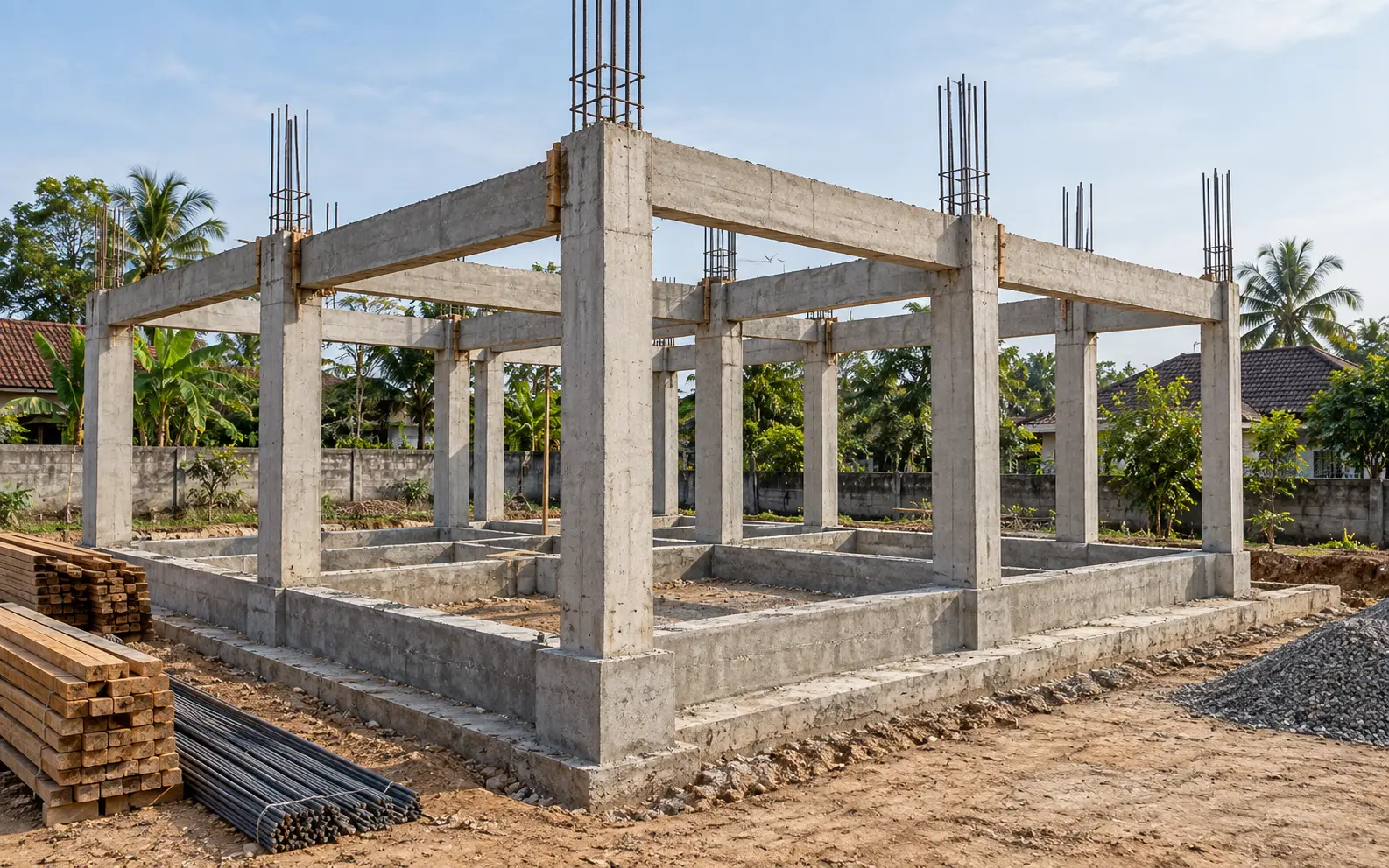 Ilustrasi pekerjaan struktur beton rumah tinggal